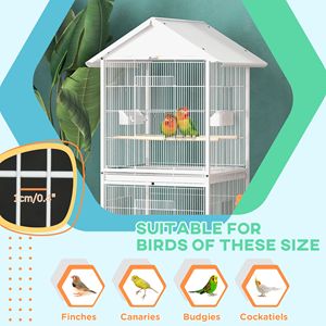 Gabbia per Uccelli in Metallo Bianco da 67 Pollici con Supporto su Ruote, Posatoi, Contenitori per Cibo e Porte - Gabbia per Animali Domestici - Product Image 5