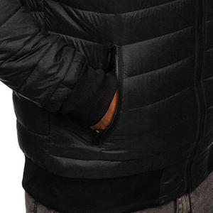 Chaqueta Bomber Acolchada Negra para Hombre, Cortavientos, Informal, para Otoño, Relleno de Poliéster, Corte Regular, Cuello Camisero, Cierre de Cremallera - Product Image 6