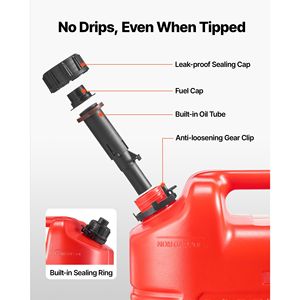 Contenitore Portatile per Carburante da 5 Galloni, Scala Graduata, Antigoccia, Serbatoio Carburante con Beccuccio, Flusso Massimo 15 L/min, Design Piatto, 10L 20L - Product Image 3