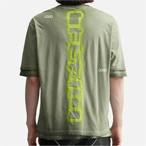 OEM ODM Men Loose Casual Oversized Ripped <b>Graphic</b> T Shirt <b>Vintage</b> Washed Distressed Streetwear Cotton Fashion <b>Tee</b> Custom Cut - Product Image 2