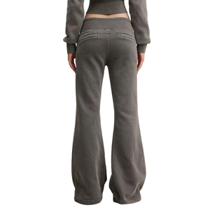 Pantalon de survêtement ample pour femme, coupe slim évasée, en molleton 400 g/m² délavé à l'acide, style vintage, streetwear décontracté - Product Image 5