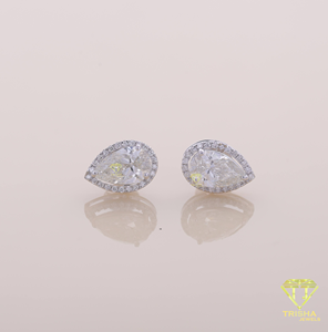 Luxury Pear Cut Moissanite <b>Stud</b> Earrings For Women Halo Wedding Bridal Fine Jewelry - Product Image 3