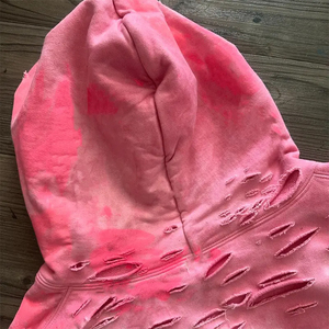 <b>Pink</b> <b>Hoodie</b> Zip-Up Raw Style Men's Casual Knitted <b>Hoodie</b> Autumn Streetwear Fashion Breathable Regular Fit <b>Hoodie</b> - Product Image 5