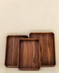 Bandeja de Servicio de Madera de Teca - Portátil para Cocina y Escritorio, de un Solo Nivel - Product Image 1
