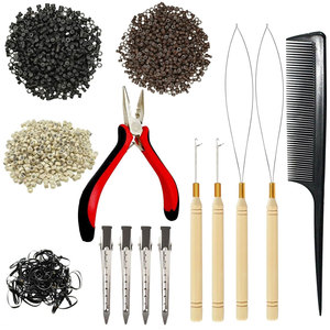 Kit de Herramientas para Extensiones de Cabello con 600 Anillos de Silicona, Set Profesional de Accesorios para Extensiones de Cabello, Incluye Cabello - Product Image 1