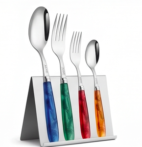 Ensemble de couverts élégants en acier inoxydable finition argentée avec manches en résine colorées, pour fêtes, mariages et restaurants - Product Image 3