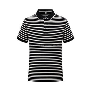 เสื้อโปโลลายทางของผู้ชายผ้าถักคอตตอนระบายอากาศดีไซน์พลัสไซส์พร้อมโลโก้ปรับแต่งได้ - Product Image 4