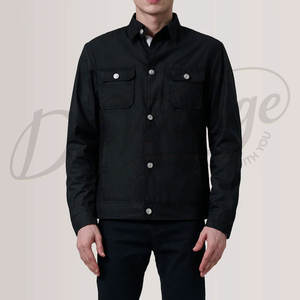 เสื้อแจ็คเก็ตผ้าฝ้ายสีดำสำหรับผู้ชาย ทรงสลิมฟิต ติดกระดุม น้ำหนักเบา สไตล์ลำลอง เสื้อคลุมแฟชั่นแนวสตรีทแวร์ - Product Image 2