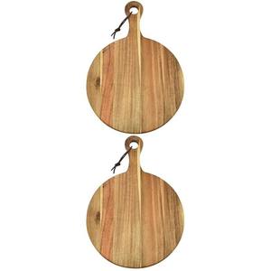 Tabla de Cortar Redonda de Madera Tallada, Duradera y de Venta Caliente, Tabla de Cortar Carne y Pan de Madera de Acacia para Uso en la Cocina - Product Image 1