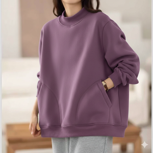 Suéter de Cuello Alto Oversize, 100% Algodón, Ecológico, Ligero, Transpirable, para Invierno, Estilo Casual Urbano, Personalizado en la Parte Delantera - Product Image 1