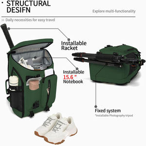 Large Capacity Tennis <b>Racket</b> Backpack Waterproof Forest Green Sports Bag with Multi Pocket Storage for Training - Product Image 6