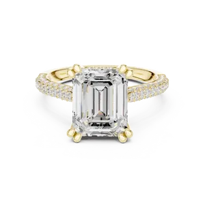 Anillo unisex de oro macizo de 18k con silueta de esmeralda, diamante redondo de 4.00 ct creado en laboratorio, halo oculto, certificado por IGI. - Product Image 5