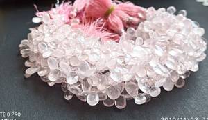 Natural Rose Quartz Faceted Pear Shape Briolette 8.5 Inch Strand Size 5x7 to 6x8 MM High Quality Rose Quartz <b>Gemstone</b> Briolette - Product Image 6