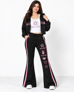 Custom Logo Women Velour Tracksuit <b>Set</b>, Y2K Rhinestone Zip Up Hoodie Flare Pants Velvet 2 Piece <b>Loungewear</b> Sportswear Wholesale - Product Image 1