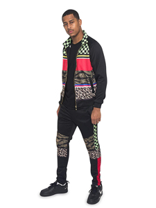 Vintage Washed <b>Tracksuit</b> Men Cotton Nylon Blend Distressed Finish Full Zip Jacket Relaxed Pants <b>Retro</b> Streetwear - Product Image 2