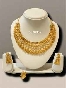 AWAIS HOUSE New Fashion Hip Hop Style Gold Plated Brass Women's Set Necklace <b>Bracelet</b> Engagement Wedding Party Chunky Diamond - Product Image 6