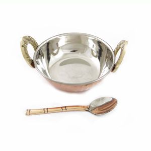 Premium Brass Kadai Cooking Pan Dual Zinc Alloy Handles Handmade Traditional Chinese Design Gas Cooker Compatible Multi-layer - Product Image 2