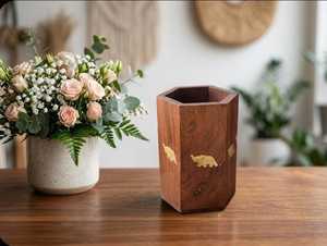 Porte-stylos en bois fait main, organisateur de bureau minimaliste, support de rangement à un seul niveau pour usage professionnel - Product Image 5