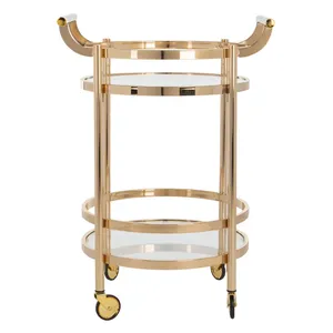 Modern Handmade American Style Eco-Friendly Metal <b>Bar</b> Trolley Cart Wine Storage Beverage Display Living Room Luxury Furniture - Product Image 3