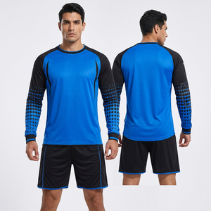 Camiseta de Fútbol de Manga Larga Azul y Negra para Hombre, Sublimada con Estampado de Puntos, Cuello Redondo, Secado Rápido, Ajuste Atlético - Product Image 3