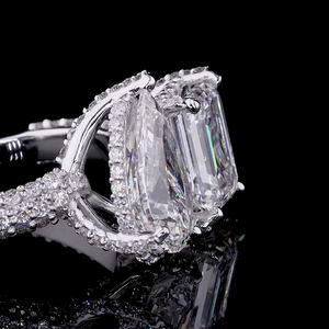 Diseñador 14K chapado en oro Moissanite anillo de compromiso 1 quilate VVS2 corte brillante moda mujer nupcial joyería de lujo - Product Image 3