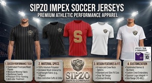 Ensemble de maillots de football unisexe Sipzo Impex, col en V, manches courtes, impression sublimée, séchage rapide, tissu en maille 100% polyester, personnalisable pour l'équipe - Product Image 4