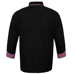 เสื้อเชฟสีชมพู แต่งขอบตัดกัน กระดุมแบบไม่สมมาตร เสื้อเชฟสำหรับร้านเบเกอรี่ คาเฟ่ ชุดทำงาน ขายดี นุ่ม ทนทาน - Product Image 2