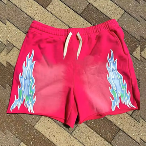 Shorts décontractés pour hommes en coton 100% avec strass, taille mi-haute, cordon de serrage, respirants, en tissu tricoté, couleur Teal - Product Image 6