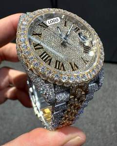 Reloj de Pulsera Unisex de Cuarzo con Diamantes VVS Moissanite, Chapado en Oro Amarillo, Elegante, para Negocios, el Más Vendido - Product Image 1