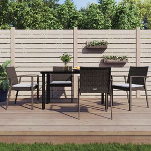 Set da pranzo da 5 pezzi in Poly Rattan e acciaio con cuscini Set da giardino - Product Image 1