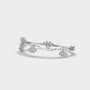 IGI Certified Marquise & Round Floral Wave Diamond <b>Bracelet</b> in <b>Solid</b> 925 Sterling <b>Silver</b> - Product Image 3