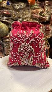 Sacs cadeaux faits main pour fêtes, sacs à main de poignet, sacs Potli à monnaie, sacs indiens faits main avec broderie lotus, sacs ethniques de mariage pour femmes - Product Image 2