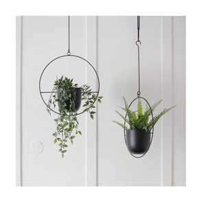 Jardinières suspendues minimalistes en métal noir, design elliptique, pour plantes vertes d'intérieur, pots de fleurs décoratifs modernes - Product Image 3