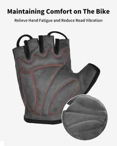 ถุงมือปั่นจักรยานแบบมีแผ่นรองนิ้วครึ่งนิ้ว พร้อมคุณสมบัติกันลื่น ดูดซับแรงกระแทก น้ำหนักเบา และระบายอากาศได้ดี สำหรับการปั่นจักรยานเสือภูเขาและจักรยานถนน - Product Image 2