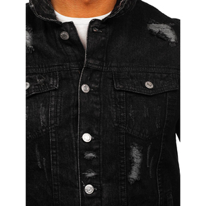 Veste en jean pour homme, coupe ajustée, bleu, style streetwear, fermeture boutonnée, manteau décontracté, qualité supérieure - Product Image 5