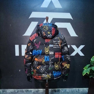Veste matelassée à capuche unisexe, motif imprimé, coupe-vent, streetwear, manteau d'hiver, rembourrage en polyester, coupe régulière - Product Image 2