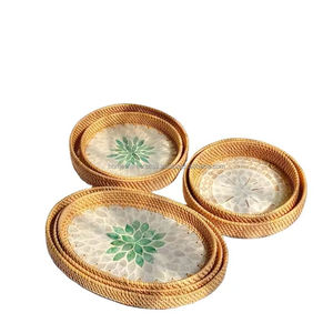 ถาดหวายฝังเลี่ยมมุกที่ไม่เหมือนใครสำหรับการนำเสนออาหารพร้อมคำสั่งซื้อจำนวนมากทนทานและยั่งยืนจากเวียดนาม - Product Image 4