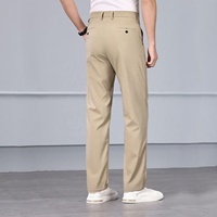 Pantalon droit décontracté chic en mélange viscose et polyester avec passants de ceinture, pour le quotidien et le bureau, pour homme