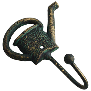 Crochets muraux en fonte de haute qualité, design thématique vintage, en forme de bouilloire à thé, avec finition laiton antique - Product Image 2