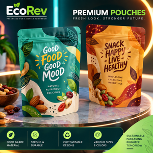 Sachets Mylar EcoRev Doypack refermables pour emballage alimentaire, motifs or, rose, bleu, BOPP/VMCPP, sérigraphiés, résistants à l'humidité - Product Image 4