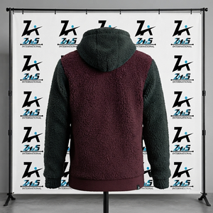 2026 Newest Sherpa Fleece Jacket Color Block Zip-Up Casual Winter <b>Coat</b> <b>Maroon</b> Green Solid Pattern Sherpa Hoodies Sweatshirts - Product Image 1
