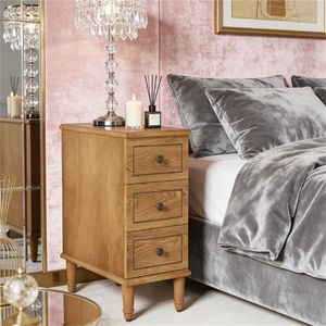 Table de chevet en bois massif avec tiroirs, idéale comme table d'appoint pour canapé ou table basse - Product Image 1