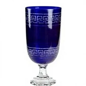 Jarrón de Cristal Azul para Mesa con Diseño de Relieve Griego, Estilo Art Deco, para Compromiso, Diwali, Hecho a Mano, Ecológico, Pieza Decorativa - Product Image 1