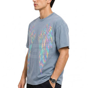 เสื้อยืดพิมพ์ลายสะท้อนแสงผู้ชายลำลองโอเวอร์ไซส์ผ้าฝ้ายเสื้อยืดสตรีทแวร์แขนสั้นแฟชั่นฤดูร้อนสวมใส่สบายทุกวัน - Product Image 6