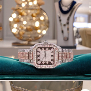 Relojes de Acero de Lujo Personalizados, Relojes Brillantes con Diamantes Completos, Moissanita VVS y Reloj para Hombre de Proveedor Indio, ETA Único - Product Image 1