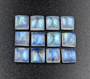 Cabujones de piedra lunar arcoíris de calidad AAA, forma cuadrada, 8x8, 10x10, 12x12 mm, piedra preciosa natural para la fabricación de joyería a precio de mayorista. - Product Image 5