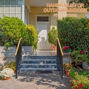 Matte Black 3-<b>Level</b> Outdoor Iron Handrail Assistive Devices for Stairs & Porches - Product Image 3