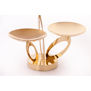 Modern Silver Three Tier Metal Fruit Bowl With Stand Displays Berries & Cup <b>Cake</b> Stand With Sculptural Curves For Home Decor - Product Image 3