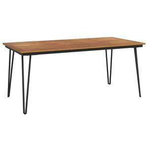 Table de jardin en bois d'acacia massif avec structure en métal thermolaqué marron et noir, mobilier d'extérieur - Product Image 2