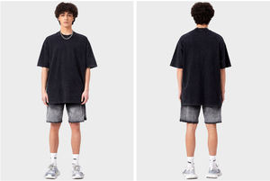 ผู้ผลิตขายส่งเสื้อยืดคอตตอนผู้ชายทรงโอเวอร์ไซส์ แขนสั้น ผ้าถักเนื้อนุ่ม สีพื้น สำหรับฤดูร้อน รับสั่งทำตามแบบ - Product Image 6